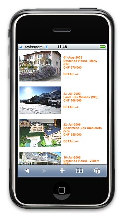smartphone access to   www.homes.ch